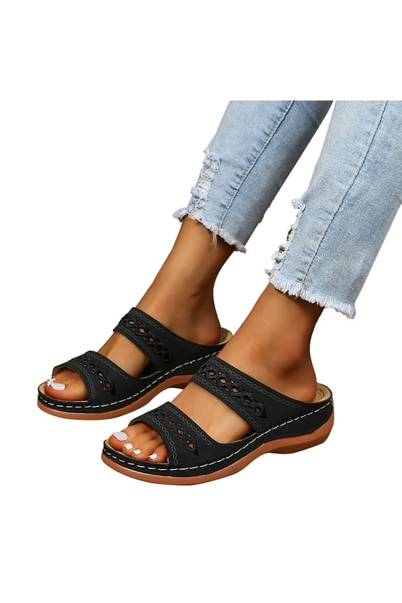 Womens Wedge Orthopedic Slides Sandals Wide Width Comfortable Beach Summer Walking Dress Slip on Shoes