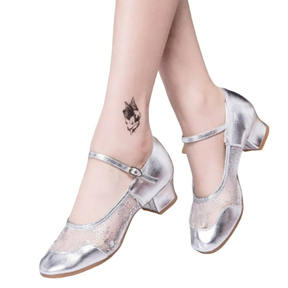 Oyedens Dance Shoes Dress High Heels for Women Ladies Silver Gold Mesh Latin Ballet Dancing Shoes