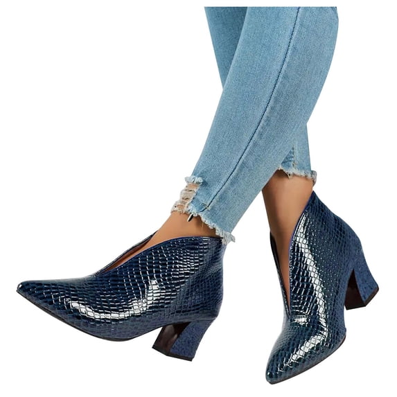 Oyedens Dress Boots for Women Ladies Glitter Leather Pointed Toe High Heels Ankle Booties Winter Fall