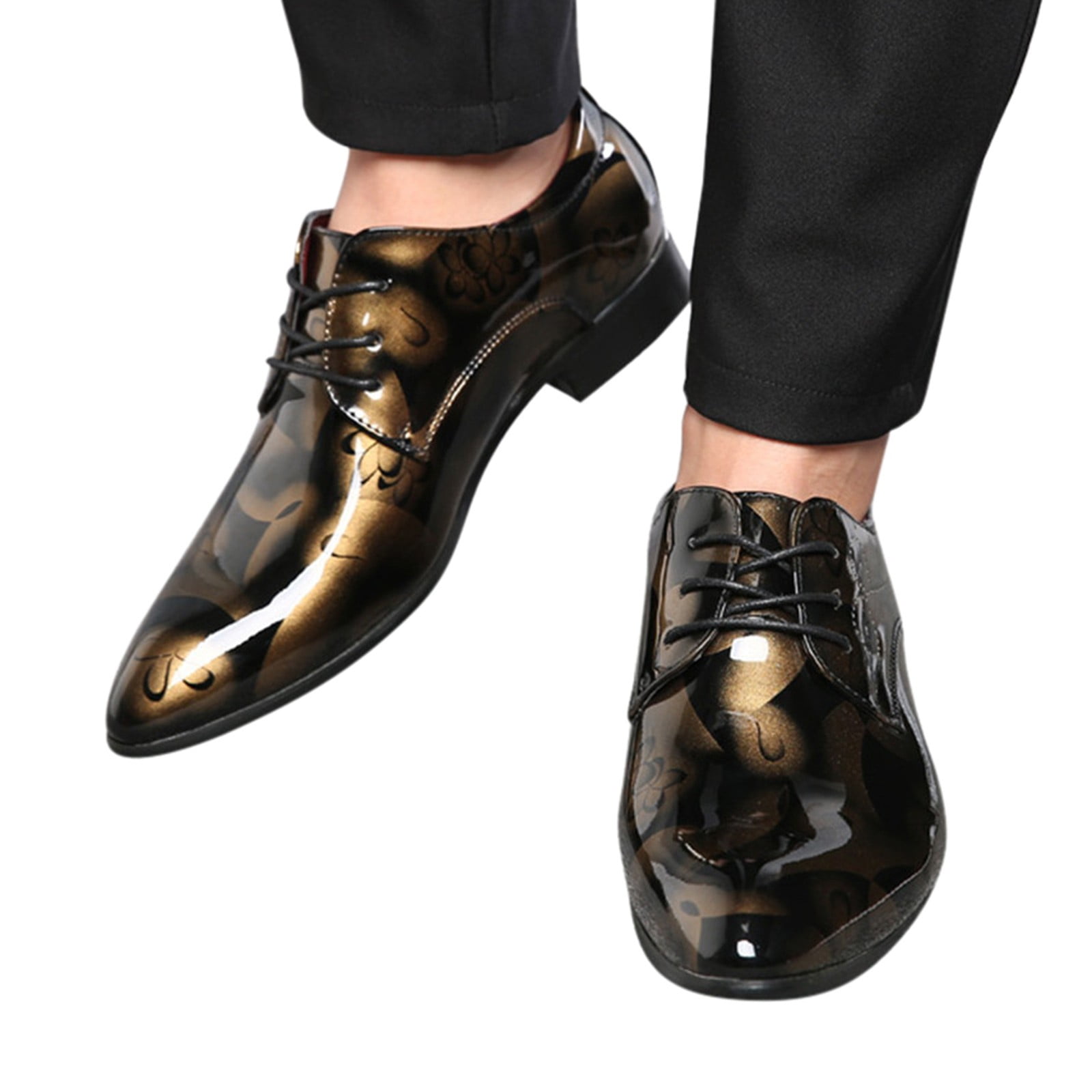 Oyedens Dress Oxfords Shoes for Men Glitter Leather Pointed Toe Wingtip  Formal Dressy Shoes Autumn - Walmart.com