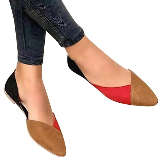 Oyedens Dress Shoes for Women Casual Colorblock Slip on Ballet Flats Business Office Work Flat Ladies