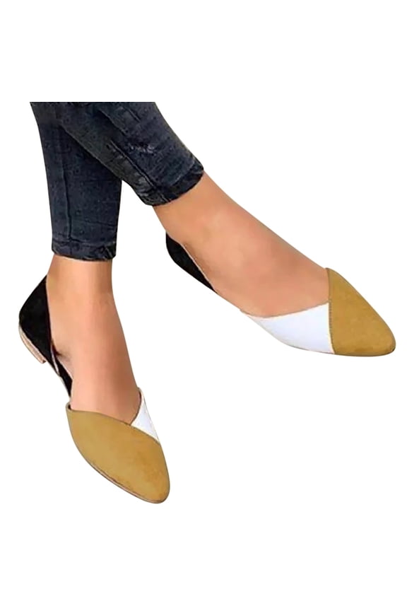 Dress Shoes for Women Casual Colorblock Slip on Ballet Flats Business Office Work Flat Ladies