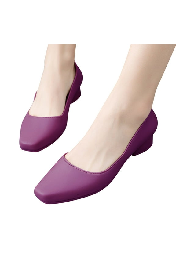 Dress Shoes for Women Ladies Classic Square Toe Low Heels Office Work Slip on Pump Shoes