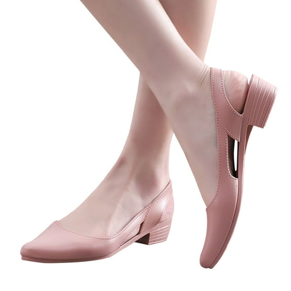 Oyedens Dress Shoes for Women Ladies Leather Pointed Toe Block Low Heels Formal Dressy Shoes Fall