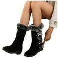 thumbnail image 1 of Oyedens Fuzzy Mid Calf Snow Boots for Women Winter Thermal Lined Wedge Furry Boots Girls, 1 of 8