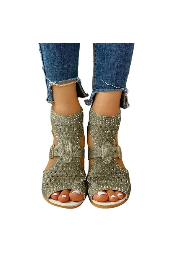 Gladiator Sandals For Women Vintage Roman Peep Toe Wedge Sandals Boho Low Heels Comfort Dress Sandals Summer Fall Booties Shoes