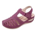 thumbnail image 1 of Oyedens Gladiator Walking Sandals for Women Roman Vintage Leather Closed Toe Flats Comfort Beach Sandals, 1 of 6