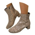 thumbnail image 1 of Oyedens Glitter Ankle Booties for Women Sparkly Sequin High Heels Mid Calf Boots Wedding Xmas Party, 1 of 7
