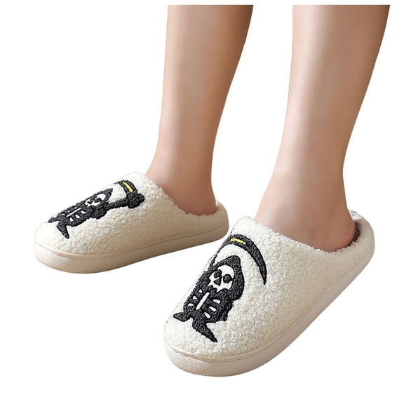 Oyedens Halloween Slippers for Women Men Fuzzy Winter Holiday Slippers House Bedroom Slippers Indoor Outdoor