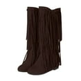 thumbnail image 1 of Oyedens Hidden High Heels Cowboy Boots for Women Bohemia Long Tassel Riding Wide Mid Calf Cowgirl Boots, 1 of 1
