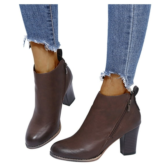 Oyedens High Heels Dress Boots for Women Ladies Fashion Leather Dressy Pump Ankle Booties