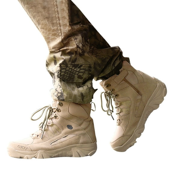 Oyedens Hiking Boots for Men Military Tacticle Mid Calf Combat Boots Non Slip Work Boots Desert Boots