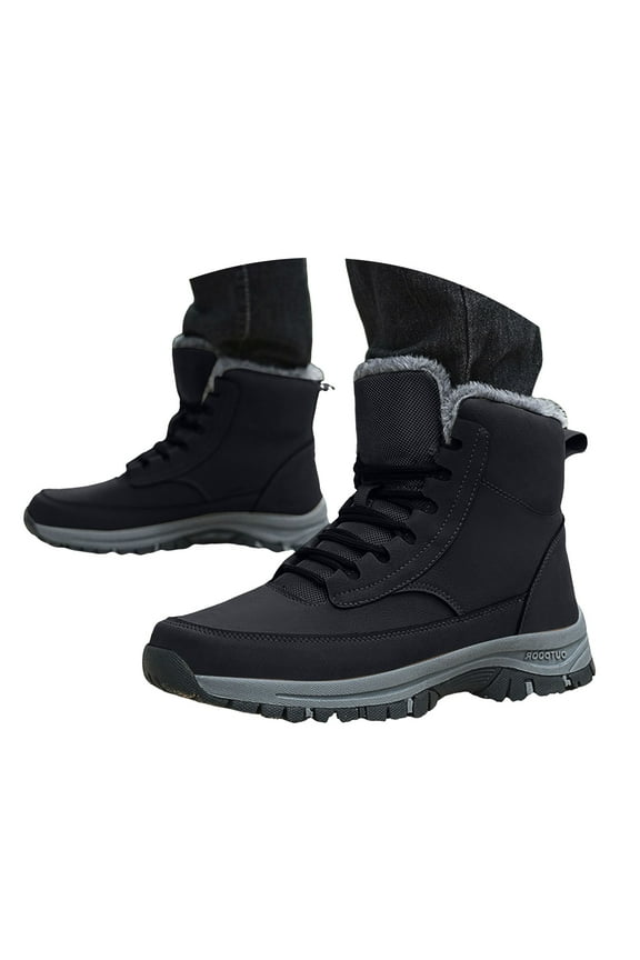 Hiking Snow Boots for Men Waterproof Non Slip Plush Winter Warm Hunting Combat Mid Calf Boots