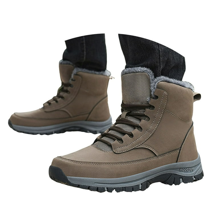 Oyedens Hiking Snow Boots for Men Waterproof Non Slip Plush Winter