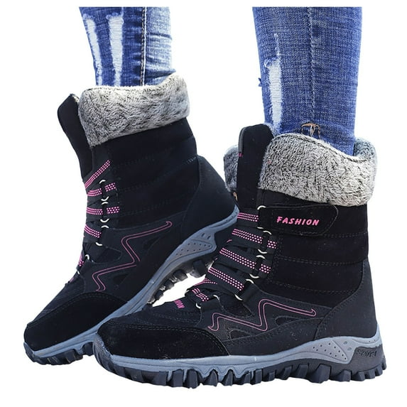 Oyedens Hiking Winter Boots for Women Thermal Fleece Lined Mid Calf Combat Snow Boots for Skiing