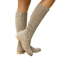 Oyedens Knee High Boots for Women Zip up Low Heels Mid Calf Tall Boots