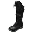 thumbnail image 1 of Oyedens Knee High Combat Boots for Women Vintage Wide Mid Calf Motorcycle Riding Work Hunting Boots, 1 of 4