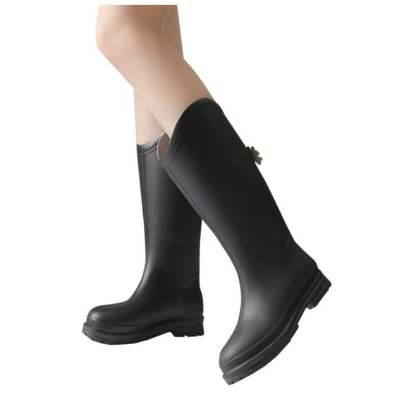 Oyedens Knee High Rain Boots for Women Fashion Waterproof Wide Mid Calf Tall Rainboots All Season