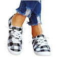 thumbnail image 1 of Oyedens Low Top Fashion Sneakers for Women Girls Plaid Casual Flats Canvas Shoes Tennis Shoes, 1 of 1