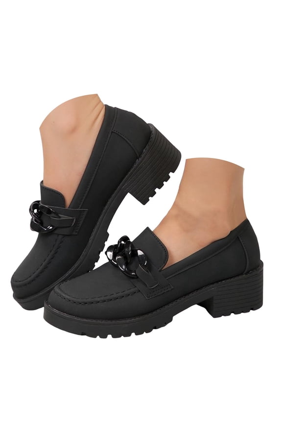 Mary Jane Shoes For Women 2024 Black Fashion Platform Mid Heels Ballet Flats Dress Shoes