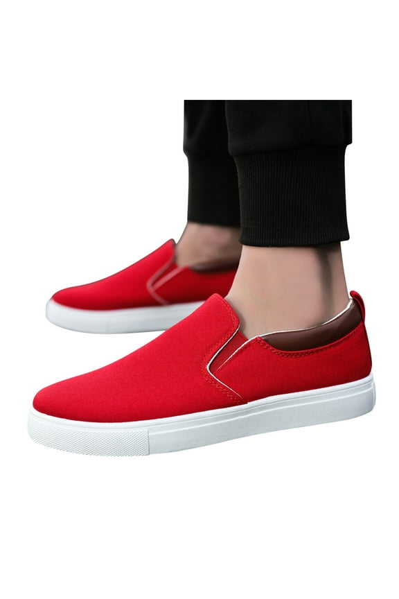 Men Slip on Loafers Canvas Shoes White Casual Walking Sneakers Black Fashion Work Shoes