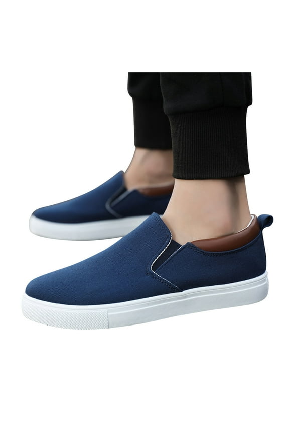 Men Slip on Loafers Canvas Shoes White Casual Walking Sneakers Black Fashion Work Shoes