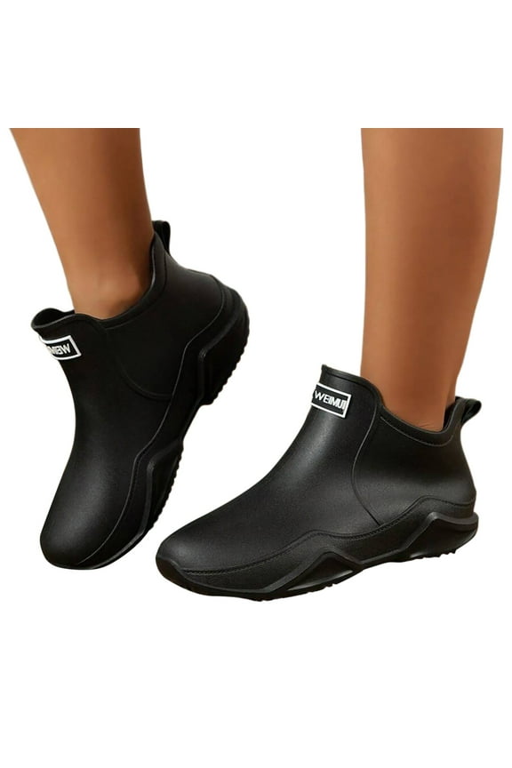 Men's Ankle Deck Boots Waterproof Rain Boots Anti Slip Outdoor Mud Booties Garden Rainboot