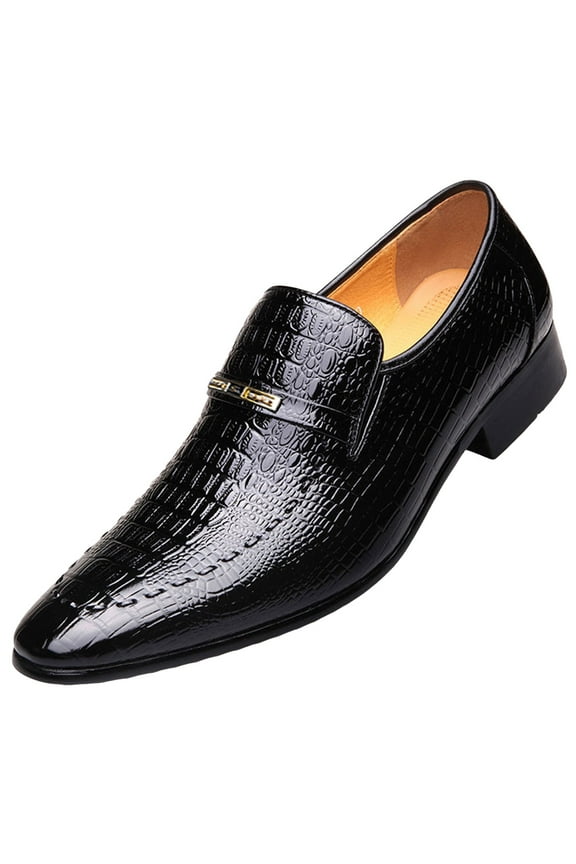 Men's Oxford Shoes Glitter Leather Pointy Toe Slip on Dress Shoes Wingtip Business Work Shoes