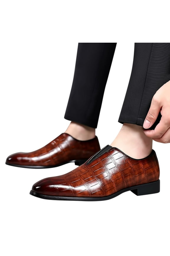 Men's Oxfords Formal Dress Shoes Pointed Toe Business Slip on Wingtip Dressy Shoes for Men