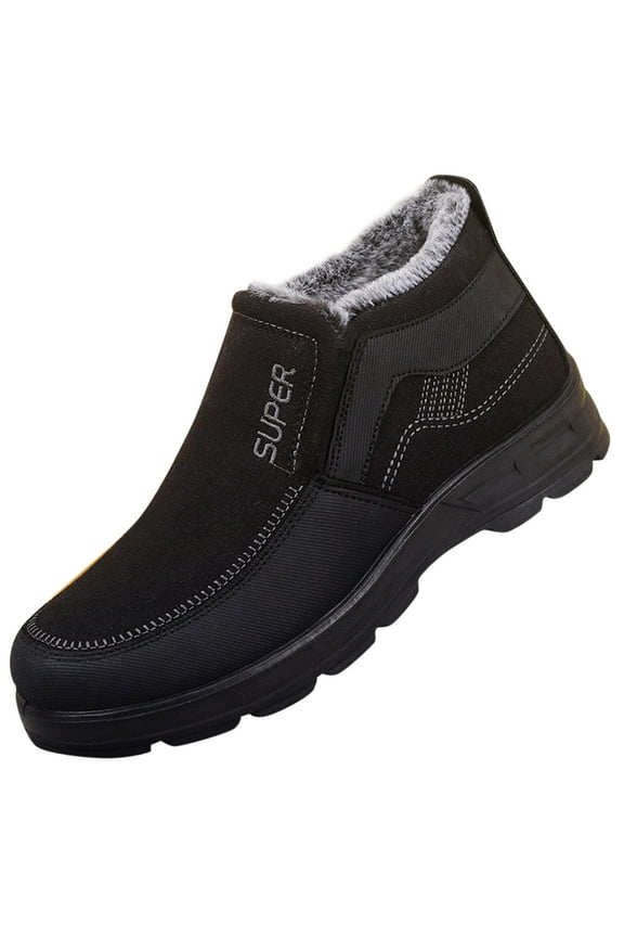 Men's Slip on Loafers Snow Boots Winter Thermal Fleece Lined Walking Work Ankle Booties for Men