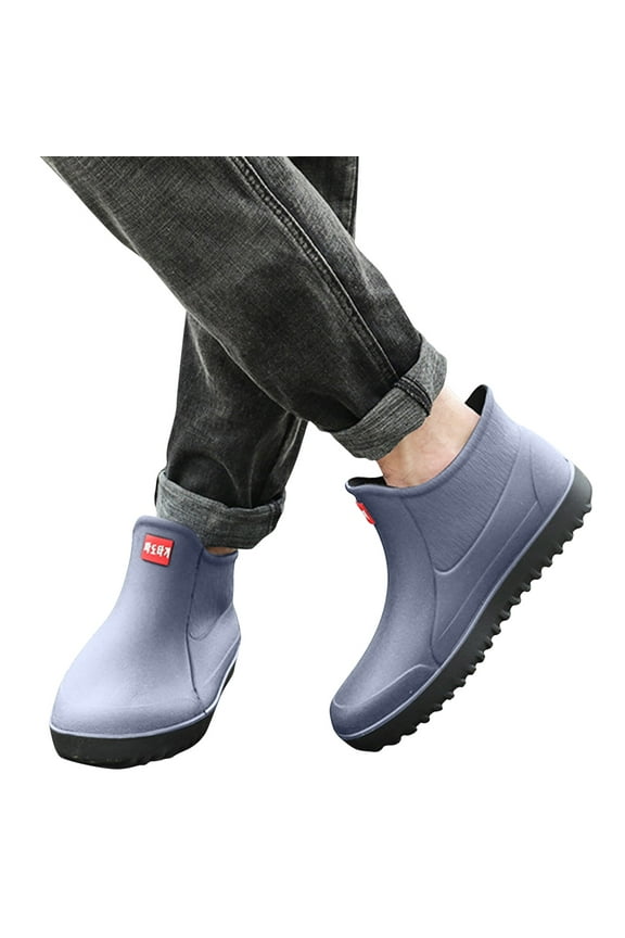 Mens Ankle Rain Boots Waterproof Rubber Work Boots Non-Slip Fishing Deck Garden Rainboots