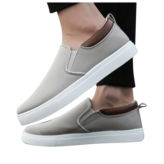 Oyedens Mens Canvas Shoes Casual Slip on Walking Shoes Low Top Penny Loafers Driving Work Shoes