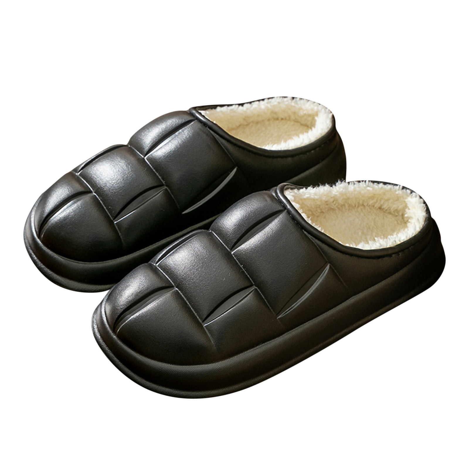 Oyedens Mens Fuzzy Slippers with Detachable Plush Lined Waterproof ...