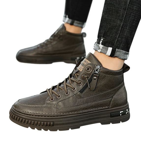 Oyedens Mens High Top Fashion Sneakers Casual Leather Zip up Platform Walking Tennis Shoes for Men