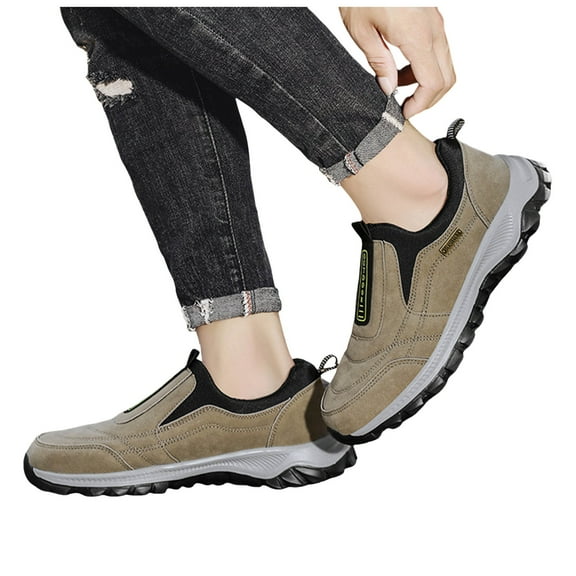 Oyedens Mens Hiking Climbing Shoes Suede Waterproof Anti-Slip Slip on Walking Work Sneakers Loafers