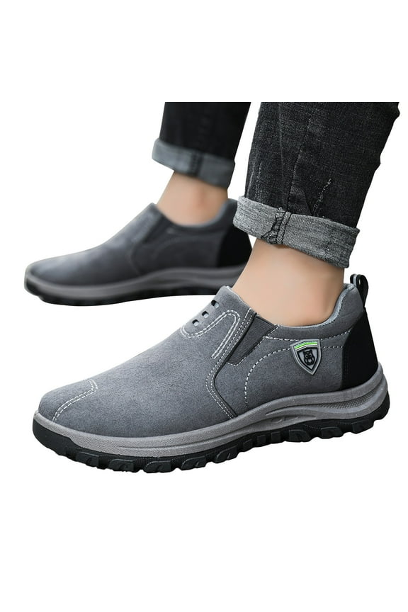 Mens Hiking Slip on Loafers Waterproof Non Slip Suede Walking Climbing Driving Sneakers Fall