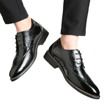 Oyedens Mens Oxford Dress Shoes Vintage Classic Leather Pointed Toe Lace Up Formal Dressy Shoes