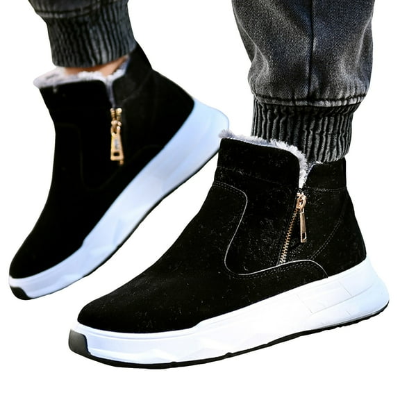 Oyedens Mens Platform Winter Snow Boots Fashion Casual Warm Suede Plush Lined Sneakers Ankle Booties