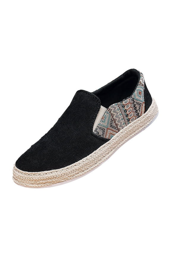 Mens Slip on Loafers Walking Shoes Boho Beach Low Top Canvas Shoes Casual Driving Work Shoes