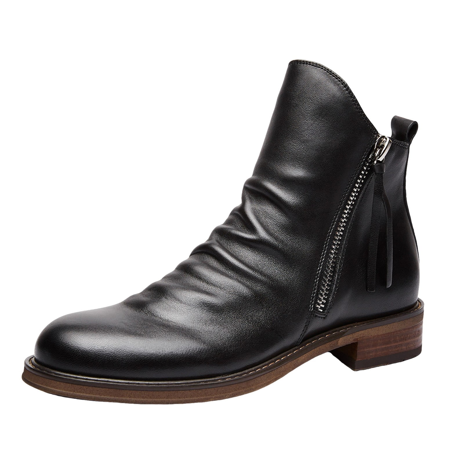 Oyedens Mens Slouchy Boots Vintage Casual Leather Zipper Office Work Oxfords Ankle Booties for Men Fall