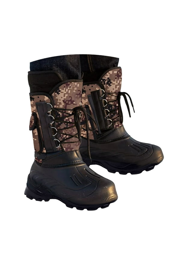 Mens Snow Boot Insulated Plush Lined Waterproof Shell Mid Calf Winter Snow Boot for Men