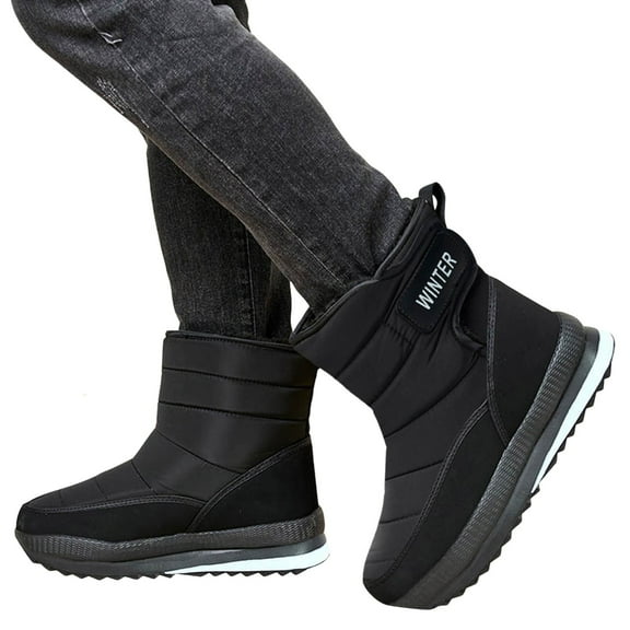 Oyedens Mens Snow Boots Lining Waterproof Winter Warm Ankle Booties for Elder Men Cold Weather