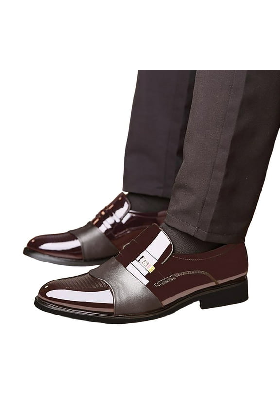 Mens Tuxedo Leather Dress Shoes Classic Formal Business Oxfords Wedding Slip on Oxford Shoes