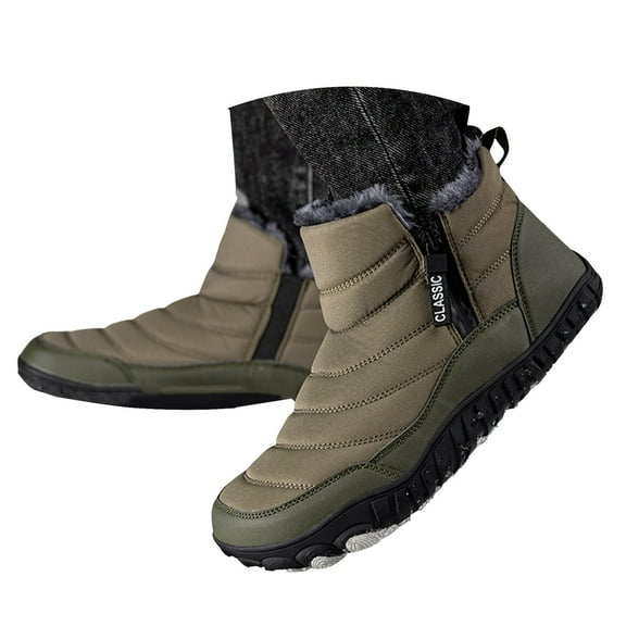 Oyedens Mens Winter Snow Boots Waterproof Plush Lined Wide Toe Non Slip Work Ankle Booties for Men