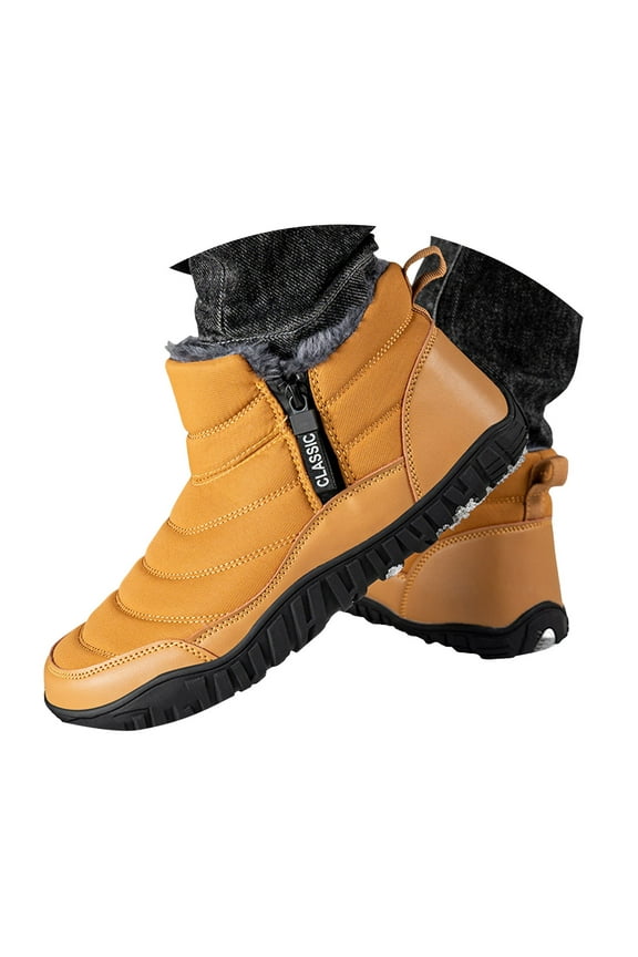 Mens Winter Snow Boots Waterproof Plush Lined Wide Toe Non Slip Work Ankle Booties for Men