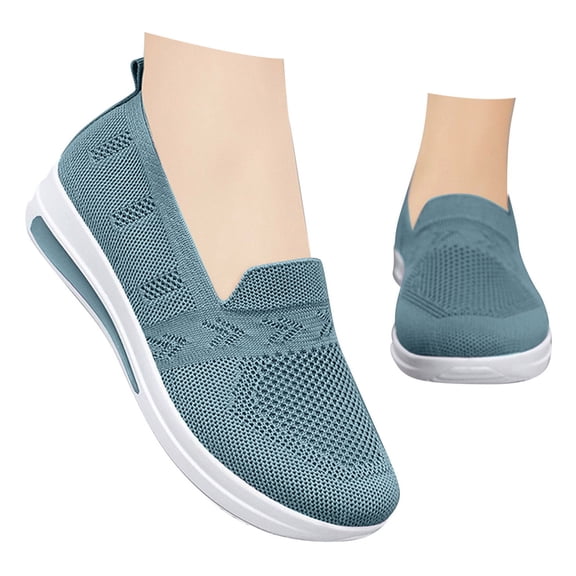 Oyedens Mesh Slip on Loafers for Women Platform Mid Heels Comfortable Driving Walking Work Shoes