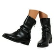 thumbnail image 1 of Oyedens Mid Calf Boots for Women Fashion Slouch Leather Low Heels Winter Fall Short Booties, 1 of 1