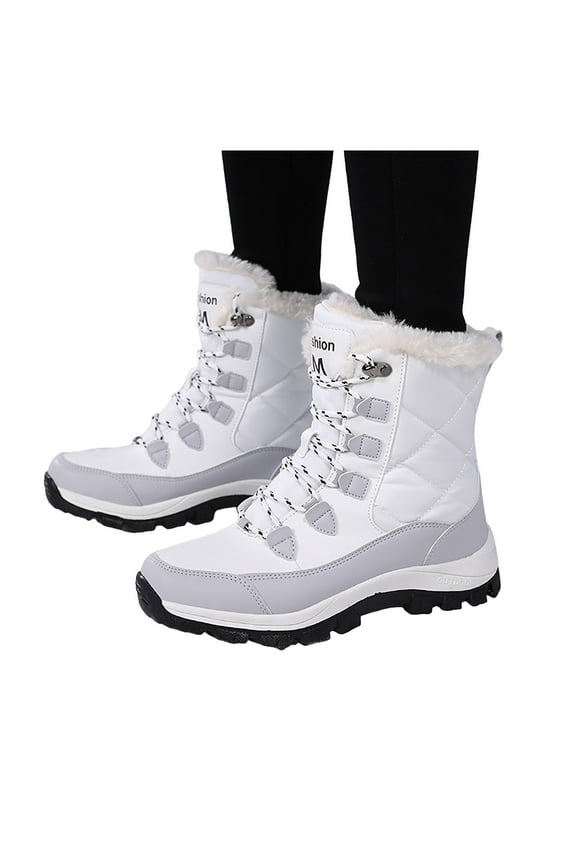 Military Combat Snow Boots for Women Plush Lined Warm Winter Skiing Hiking Ski Mid Calf Boots