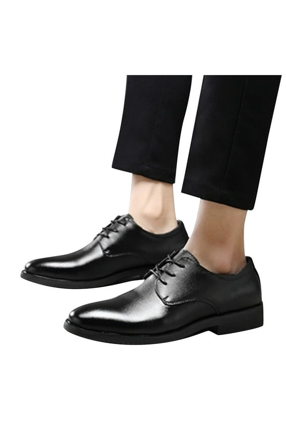 British Oxford Shoes for Men Leather Pointed Toe Lace up Formal Dress Shoes for Groom Wedding