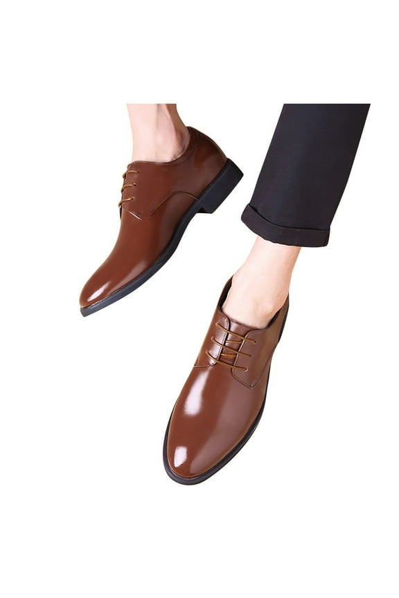 Oxford Dress Shoes for Men Leather Pointed Toe Business Formal Dressy Shoes Penny Loafers